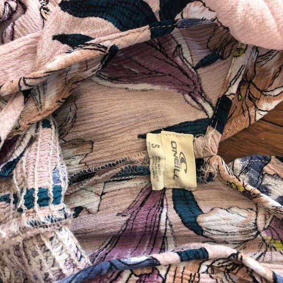 O'Neill Chloe Blush Pink Floral Maxi High low off the shoulder dress - Picture 2 of 4